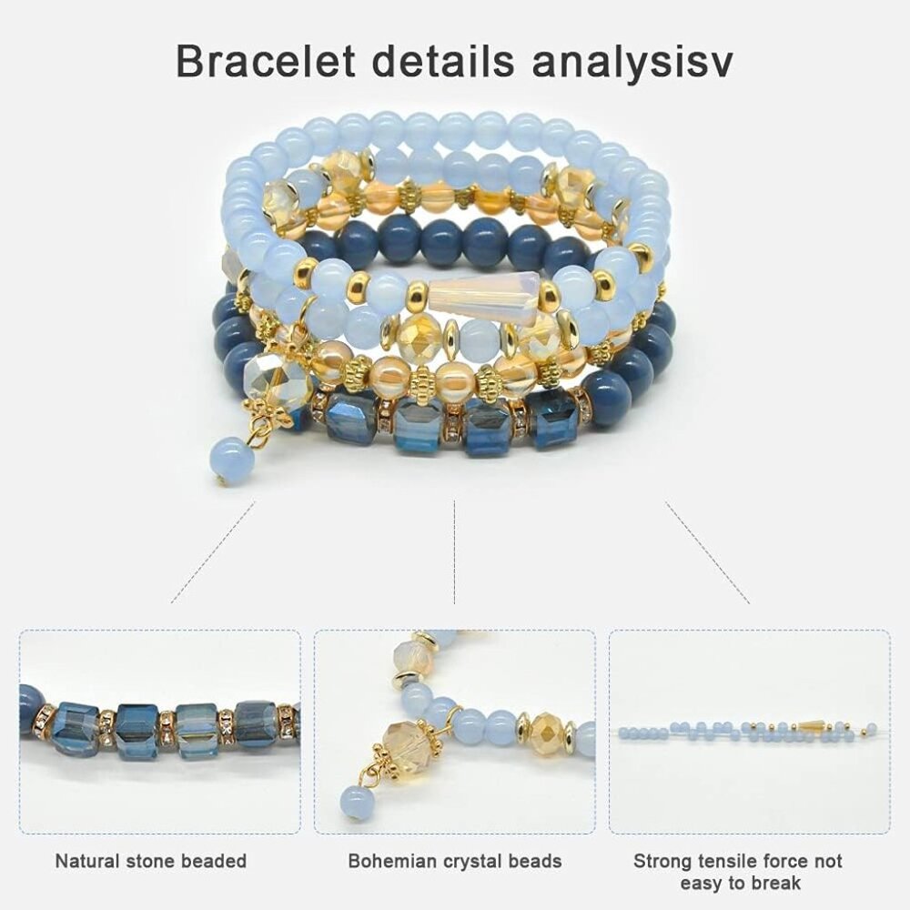 Elegant 6-Piece Stackable Bead Bracelets - Dainty… - image 2